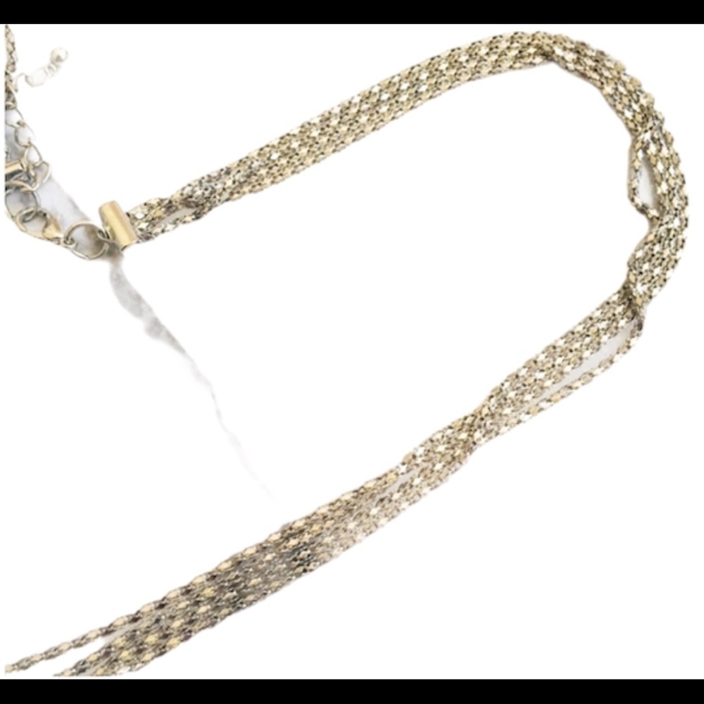 Silver Tone Knotted Chain Multilayer Geometric Boho Statement Necklace OS - Picture 5 of 5